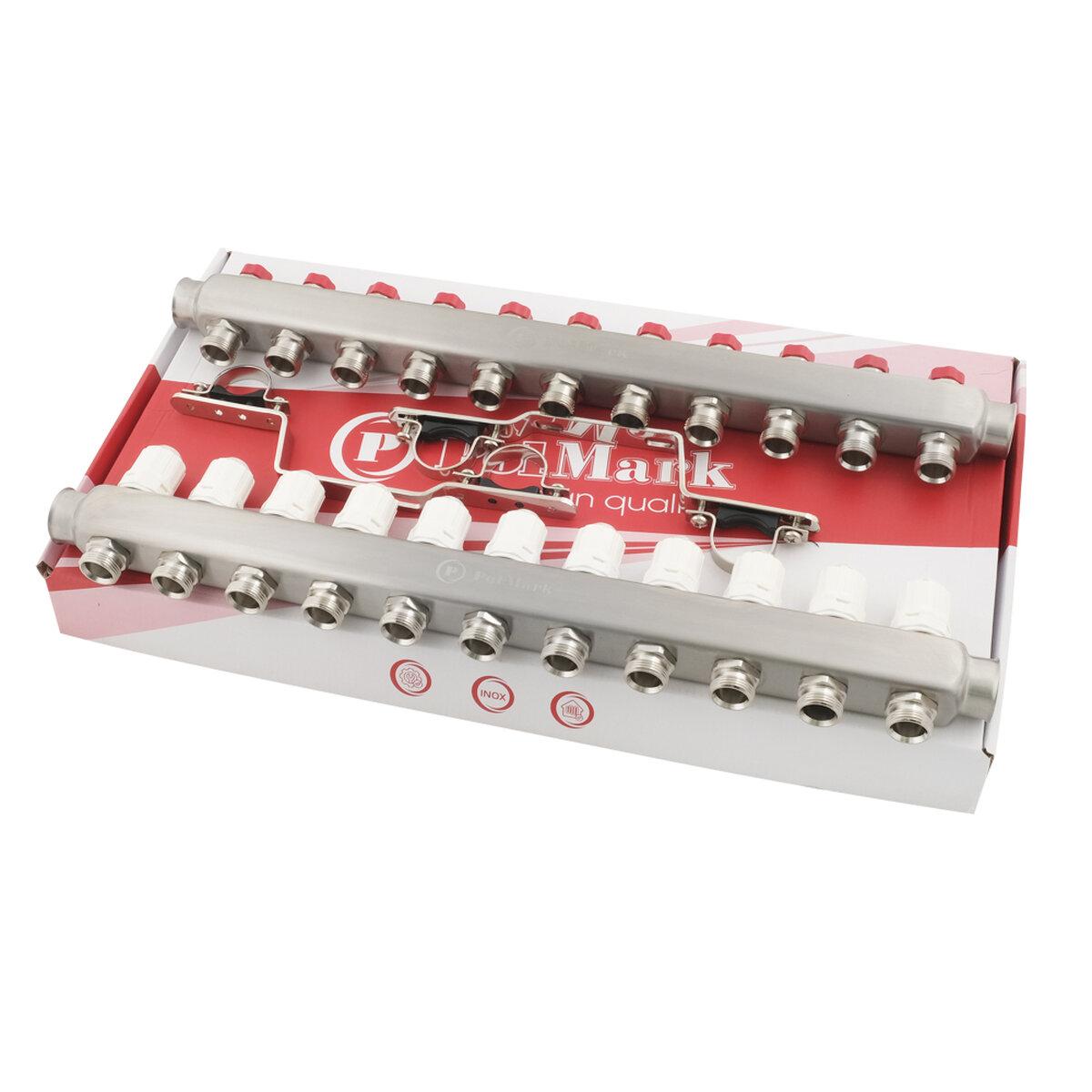 Колектор PLM 1"x3/4" 12 виходи з термоклапанами без євроконусів, фото 1