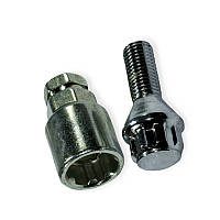 Болт колеса хром 12х24х1.5 конус, секретки (5 променів, 2 ключі) (к-кт 4 шт) Walline SVS-375093 Н2 WL