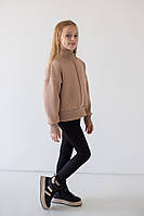 Теплі лосини в рубчик для дівчинки, чорні, м'який начіс 158