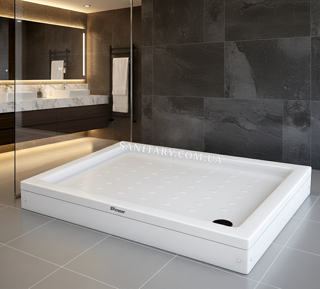 Душовий піддон  100х80х15 см Shower Singapur прямокутний з ніжками для душової кабіни, фото 1