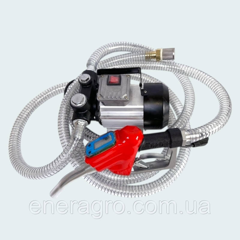 Установка для перекачування дизеля (насос, паливний пістолет з лічильником, шланги) REWOLT RE SL001C-220V 220в 60л/хв, фото 1