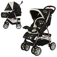 Дитяча прогулянкова коляска M 2107-3 з чохлом (чорно-біла)