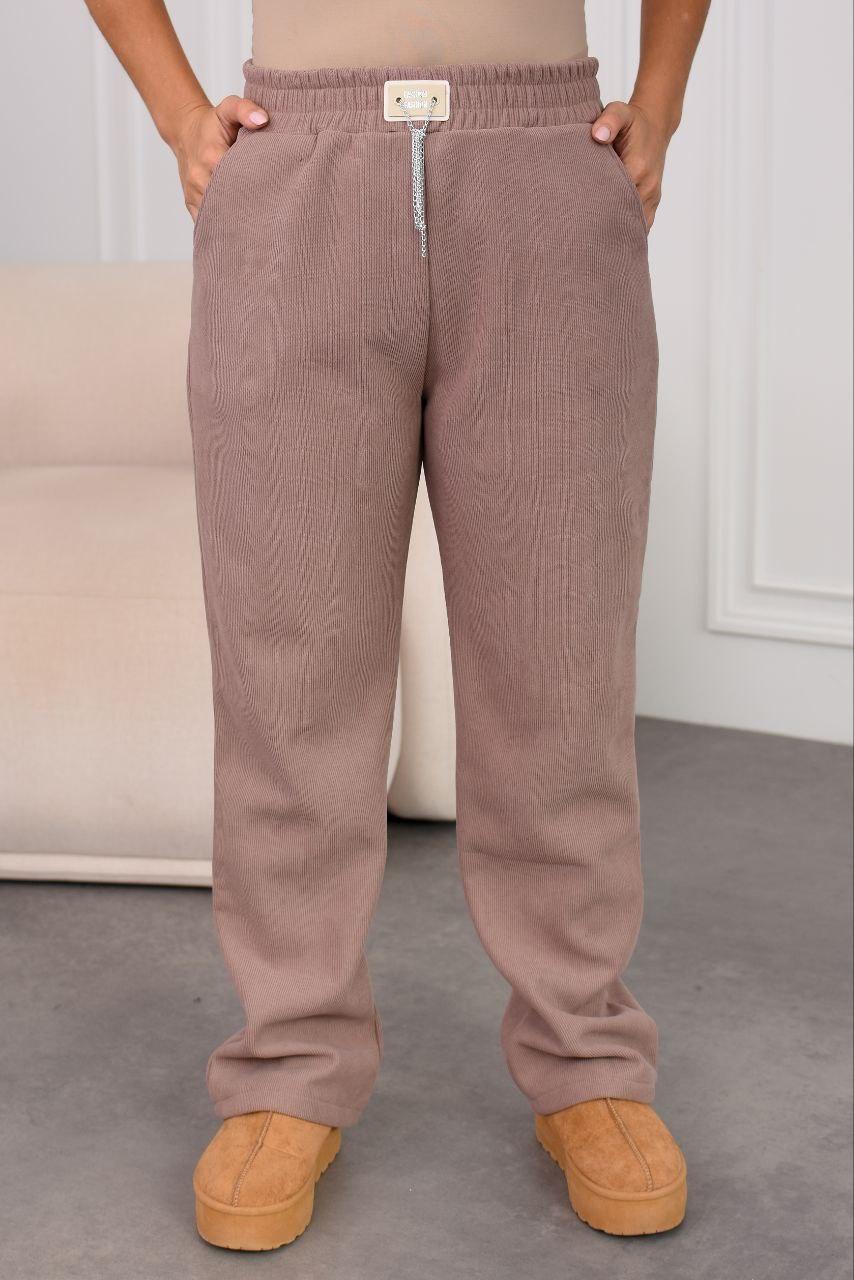 Жіночі теплі прямі вельветові штани на флісі великого розміру беж 48-50, 52-54, 56-58, 60-62, фото 1