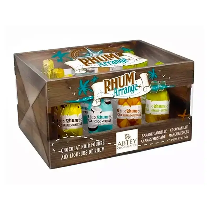 Цукерки з Чорного шоколаду Пляшечки з Ромом Rhum Arrange Abtey 12 штук 155 г Франція