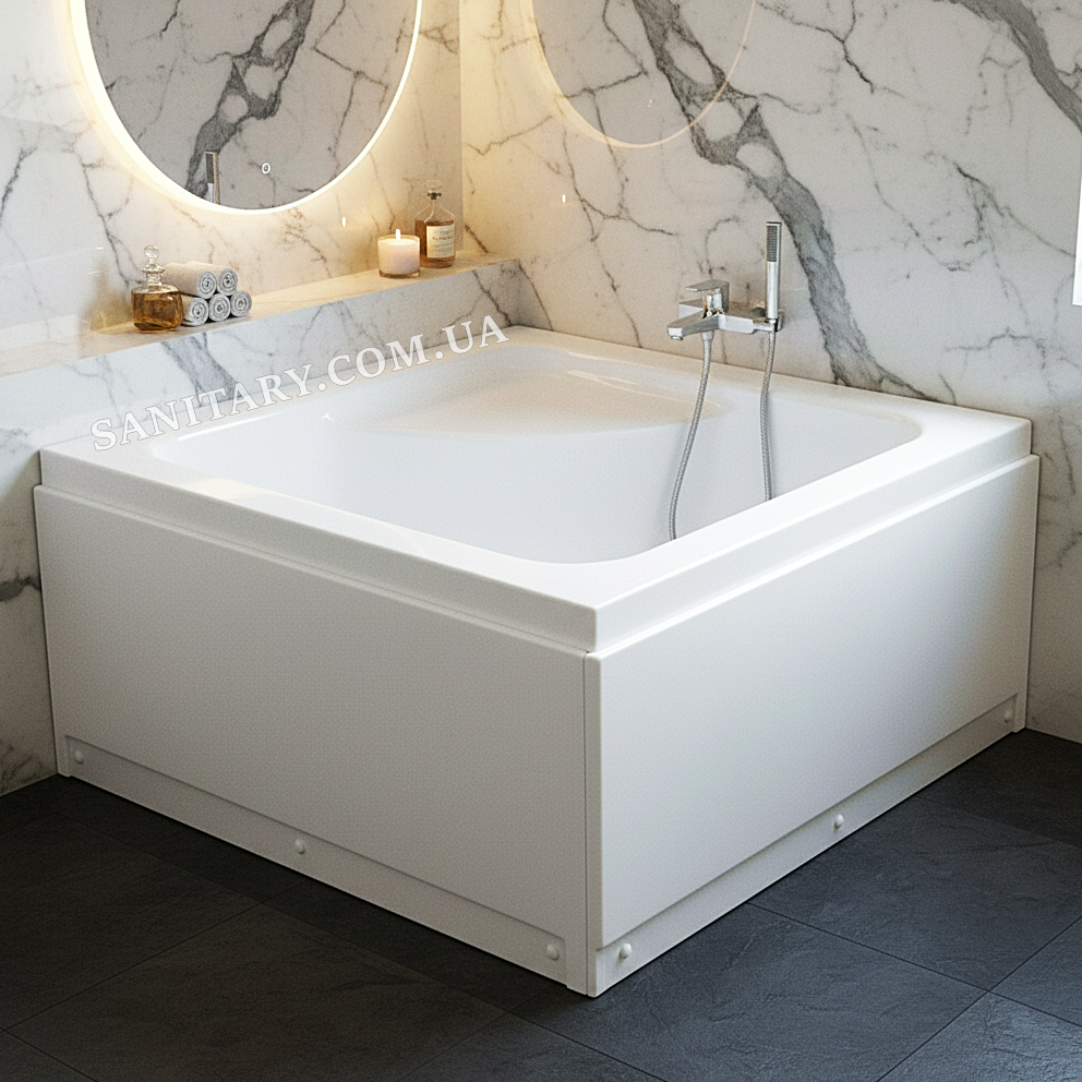 Душовий піддон Shower Mina 90х90х45 см квадратний акриловий для душу з передньою панеллю ніжками, фото 1