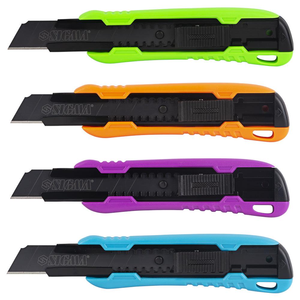 Ніж сегментне лезо 18 мм корпус ABS автоматичний замок Color (посилений) SIGMA (8211091)
