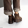 Стильні замшеві теплі черевики на рифленій підошві колір Шоколад, фото 4
