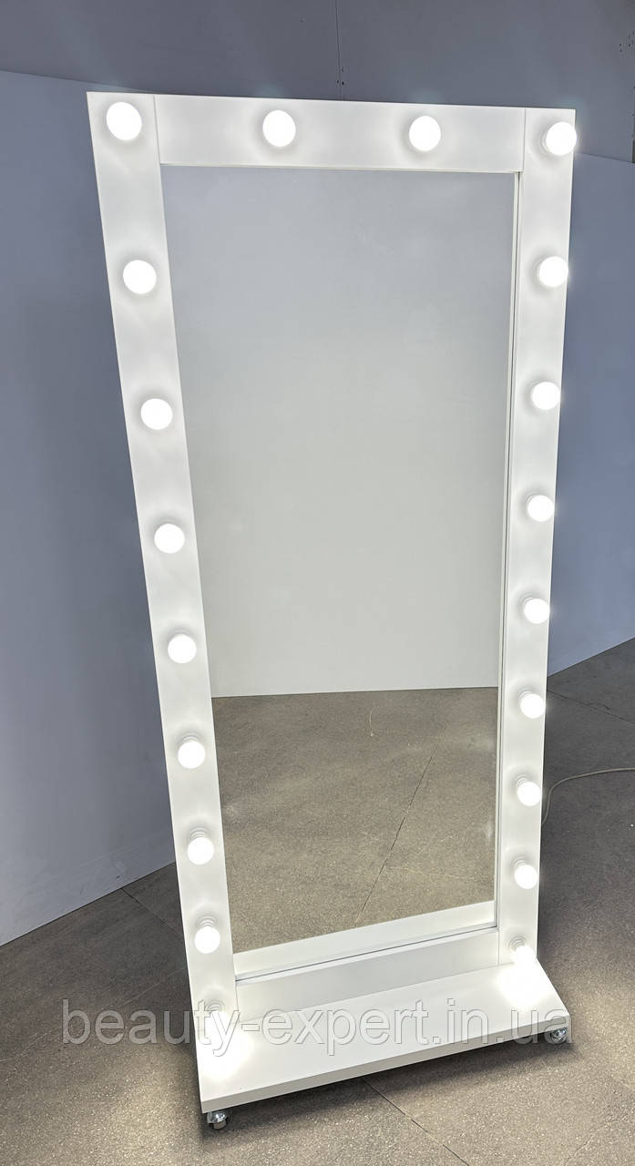 Перукарське дзеркало з лампами 190*80 ДЗ-08а_MR Дзеркало підлогове для візажиста, бровиста, перукаря, фото 1