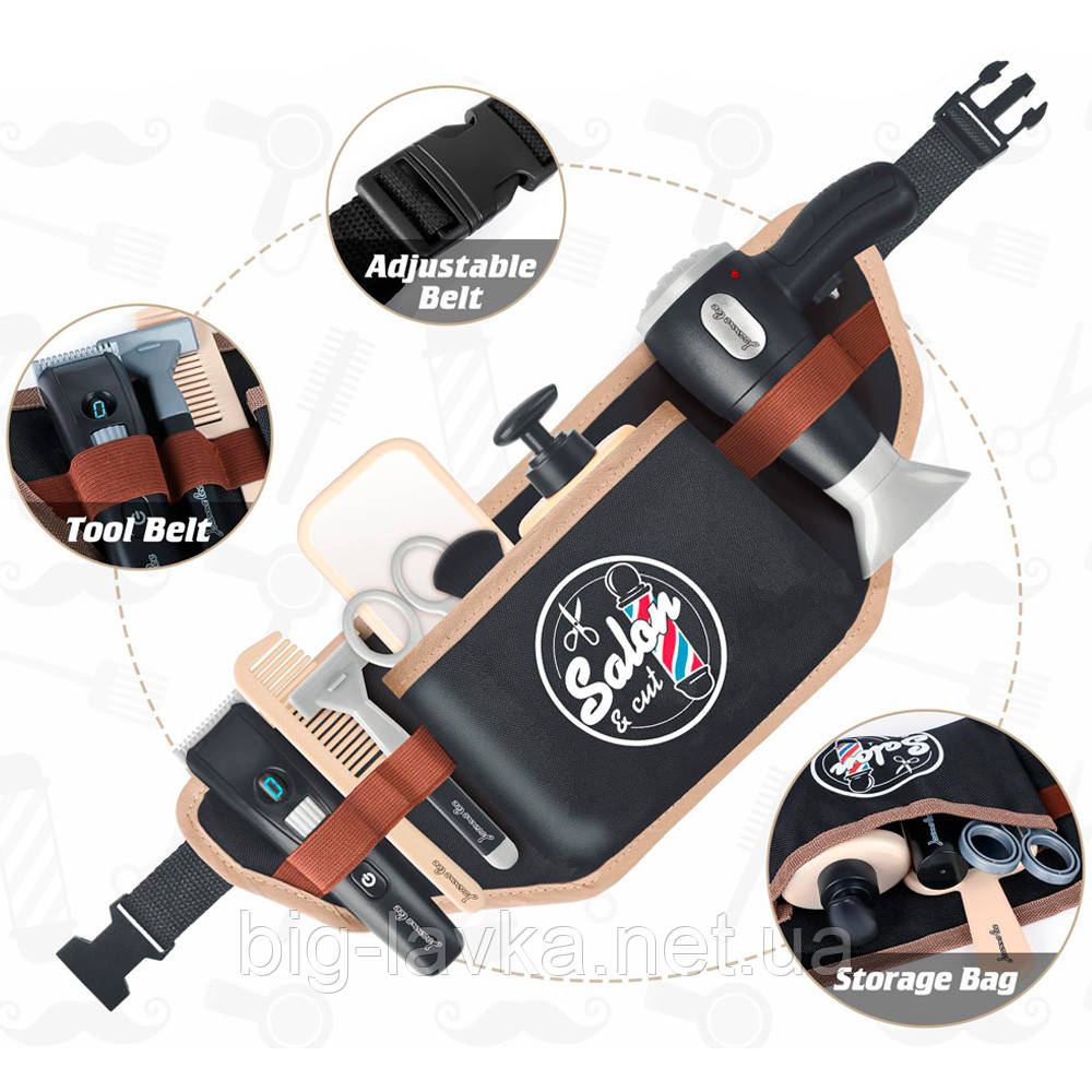 Дитячий набір перукаря з 10 предметів з поясом  Різнокольоровий, фото 1