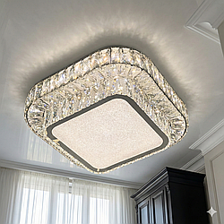Квадратна кришателва люстра  Linisoln 85W до 18 м² колір Хром 9863/50*50