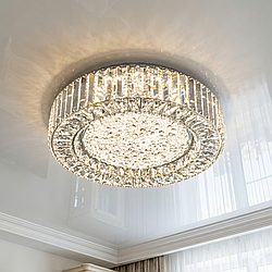 Кругла кришталева люстра Linisoln 80W до 18 м² колір Хром 9890-600