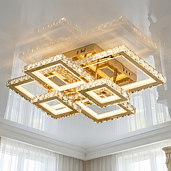 Велика люстра ЛЕД з кристалами SVET 176W до 30 м² колір Золотистий SY-1604 FG