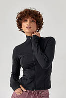 Спортивна еластична кофта на блискавці - чорний цвет, S (є розміри)