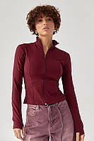 Спортивна еластична кофта на блискавці - бордо цвет, M (є розміри)