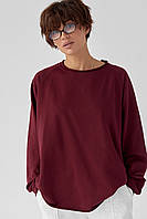 Лонгслів вільного крою з рукавами-реглан - бордо цвет, ONE SIZE (є розміри)