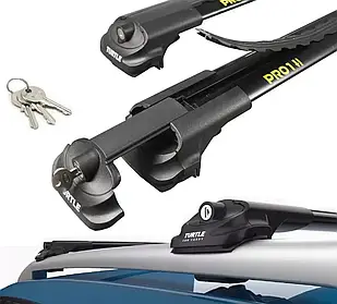 Поперечки на JAC R3 (2017-2026) Turtle Air1 Black. На стандартні рейлінги. Замок на ключах. Чорні