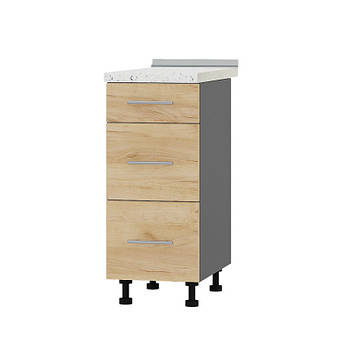 Кухонний модуль 3 шухляди Оптіма Низ Н87-350 Антрацит/Дуб Крафт Золотий (без стільниці) 350х461х820 мм (DTM-072007)