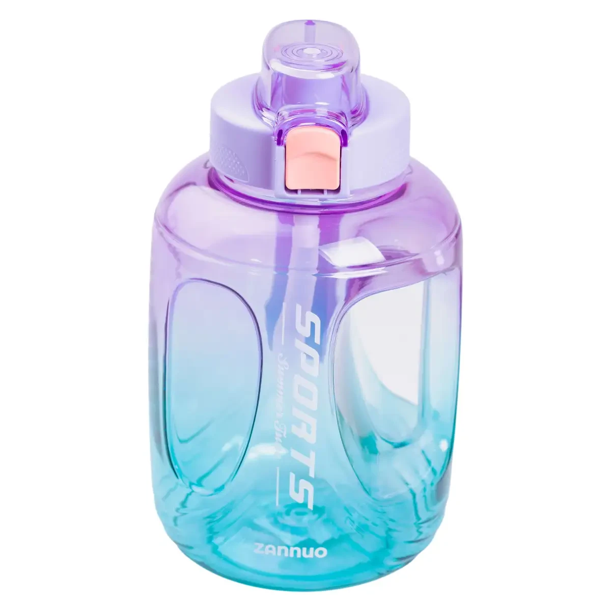 Пляшка для води спортивна 1,6 л пластикова з трубочкою з ремінцем 22 см Фіолетова HP-14-35V, фото 1