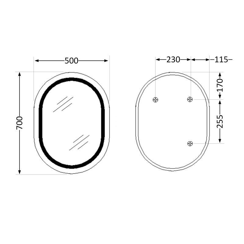 Дзеркало Qtap Gemini 500х700 з LED-підсвіткою Touch, з антизапотіванням, з димером, р. темп. кольору