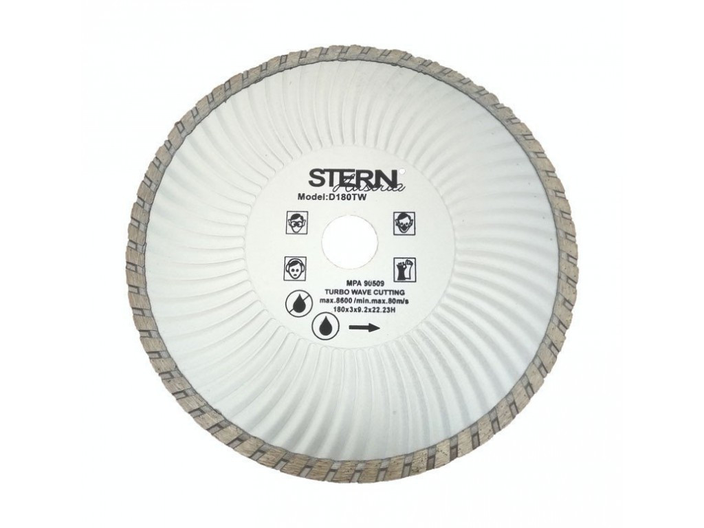 Алмазний сегментний диск TURBO STERN для різання бетону та каменю 180x2.8x22.2 мм, фото 1