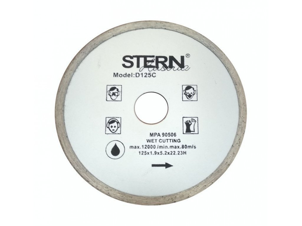 Алмазний відрізний диск Stern 180 мм суцільний для різання бетону каменю плитки асфальту завтовшки 2.4 мм із посадковим отвором 22 мм, фото 1