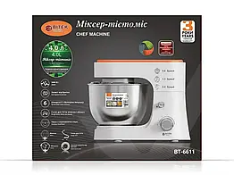 Стаціонарний міксер-тестомес BITEK BT-6611 3000 Вт 4 л з металевою чашею планетарне обертання зелений жовтогарячий