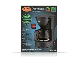Кавоварка крапельна BITEK BT-100 2800 Вт 1000 мл скляна чорна з підігрівом і функцією anti-drip