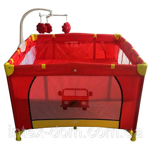Дворівневий дитячий манеж Bambi G400-3 (червоний), фото 1