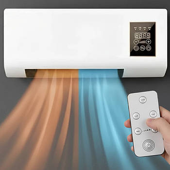 Настінний тепловентилятор з пультом, 1500 Вт, 3 режими / Настінний вентилятор / Тепловентилятор дуйка на стіну