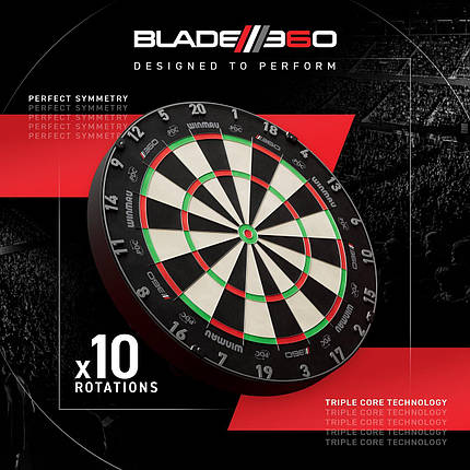 Мішень професійний дартс із сизалю Англія Winmau Blade 360 New 2026 з підсвіткою і захистом, фото 1