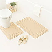 Набір з 2-х килимків для ванної з ефектом пам'яті "KVADRO" Антиковзаючий Водопоглинаючий Бежевий (7802546)