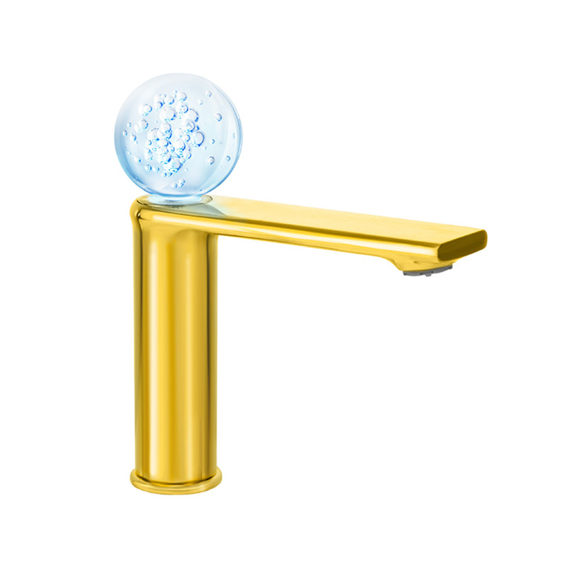 Змішувач для умивальника з підсвічуванням MONE Deluxe 27001G Dream Crystal LED Gold, фото 1