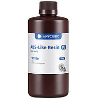 Фотополімерна смола що змивається водою Anycubic ABS-Like Resin V2 White (Water-wash, Біла), 1kg