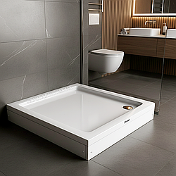 Душовий піддон Shower Frodi 100х100х15 см квадратний акриловий для душу з передньою панеллю ніжками