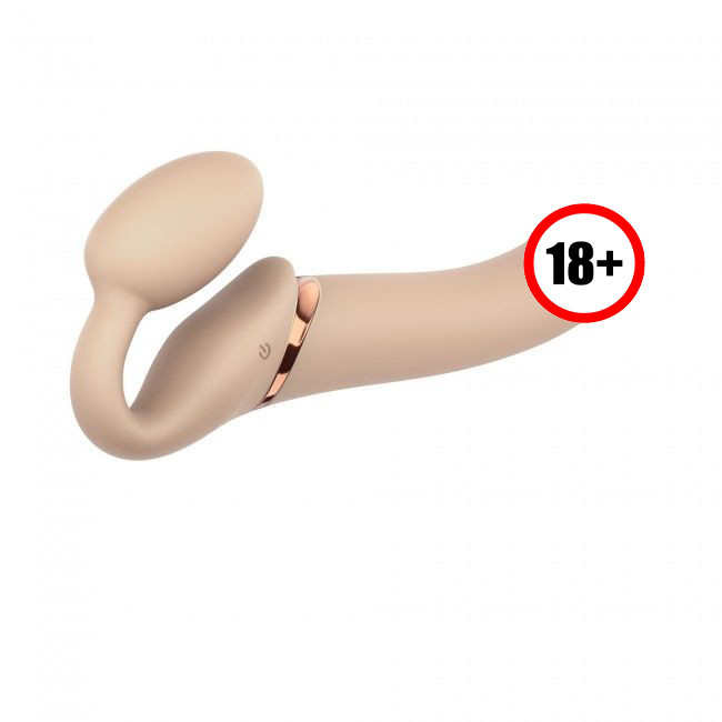 Безремний страпон із вібрацією Strap-On-Me Vibrating Flesh L, діаметр 3,7 см, пульт ДК