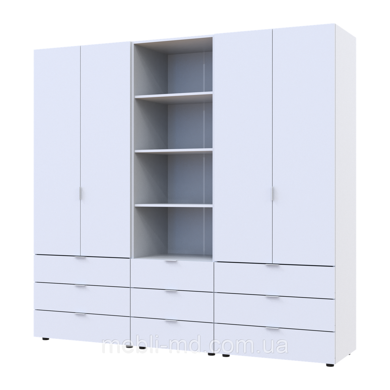 Шафа для одягу Doros Гелар Білий 2+2ДСП з пеналом 215х49.5х203.4 (42005165), фото 1