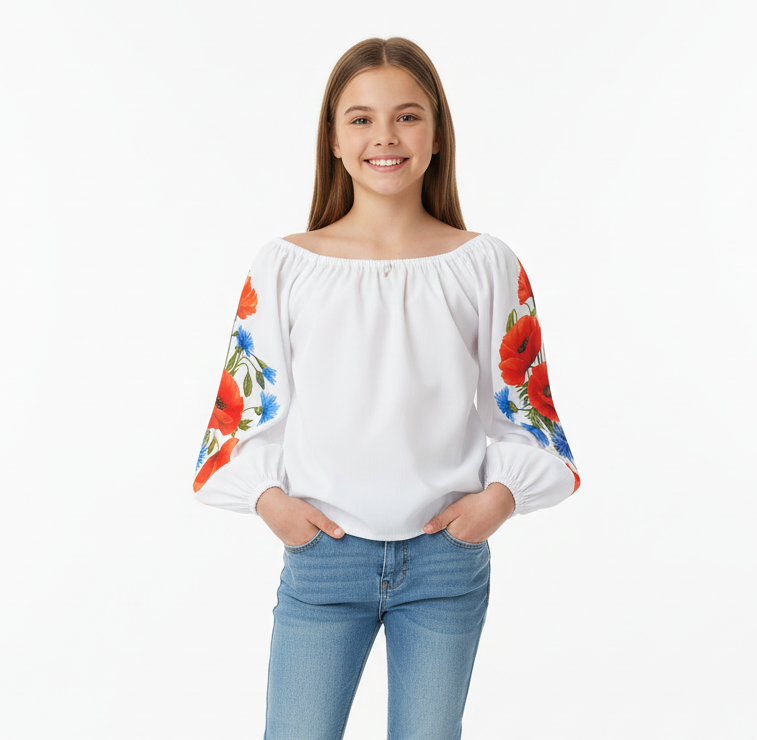 Дитяча блуза-вишиванка для дівчинки, фото 1