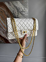 Chanel 2.55 Reissue 226 White Aged Calfskin with Gold