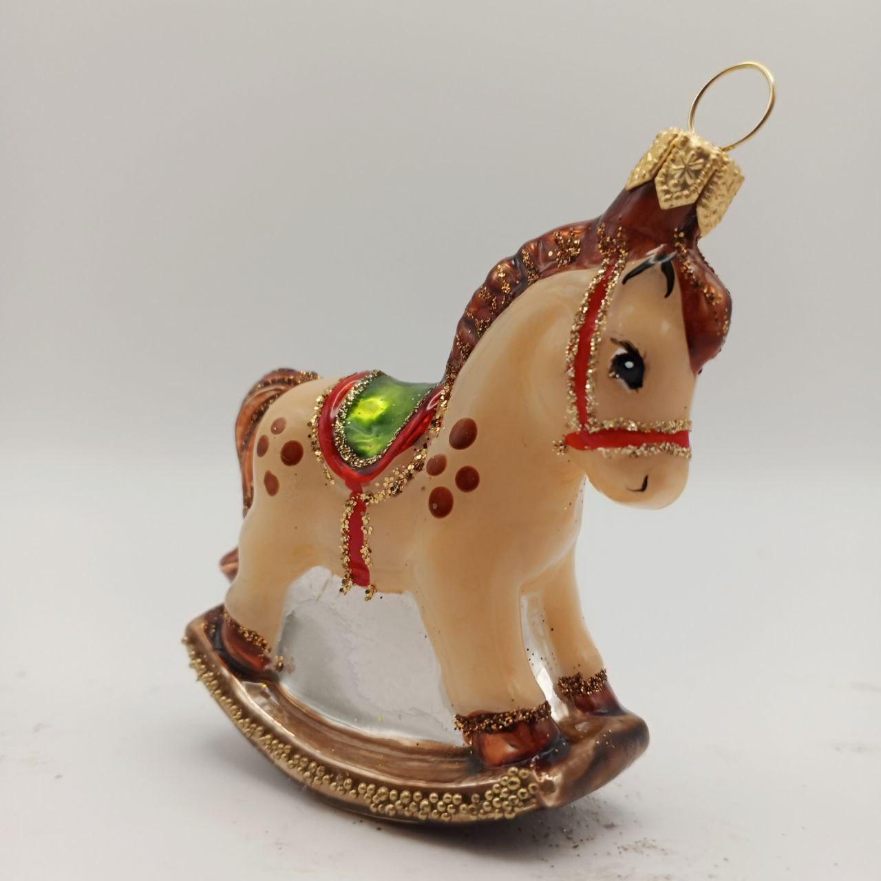 Скляна ялинкова іграшка Коник-Гойдалка yalinka Irena