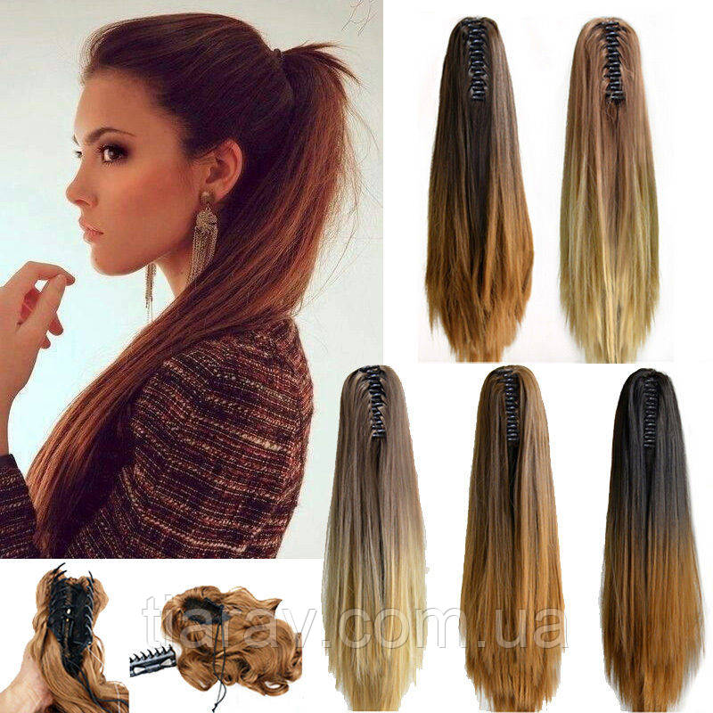 Шиньон, Хвост на крабе, термостойкий, омбре, волосы, штучне волосся ...
