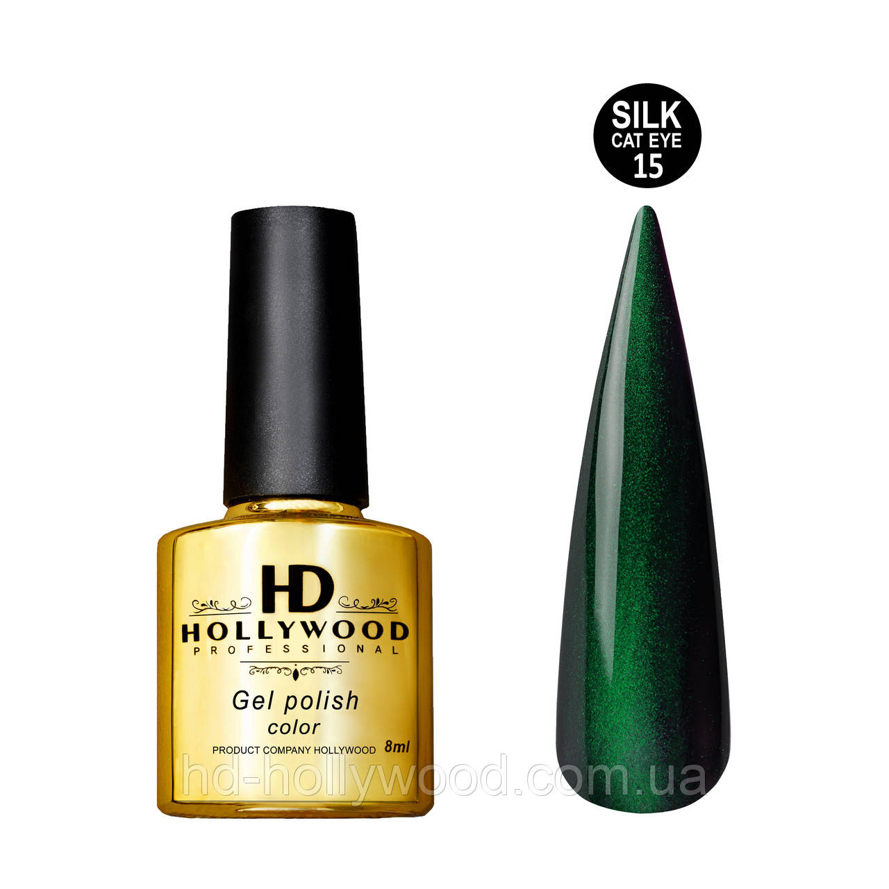 Гель лак Котяче око Cat Eye Silk 15 HD Hollywood 8 ml, фото 1