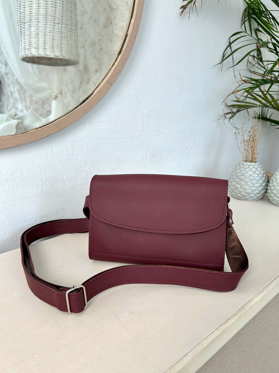 Жіноча сумка Кайлі з натуральної шкіри колір Бордо