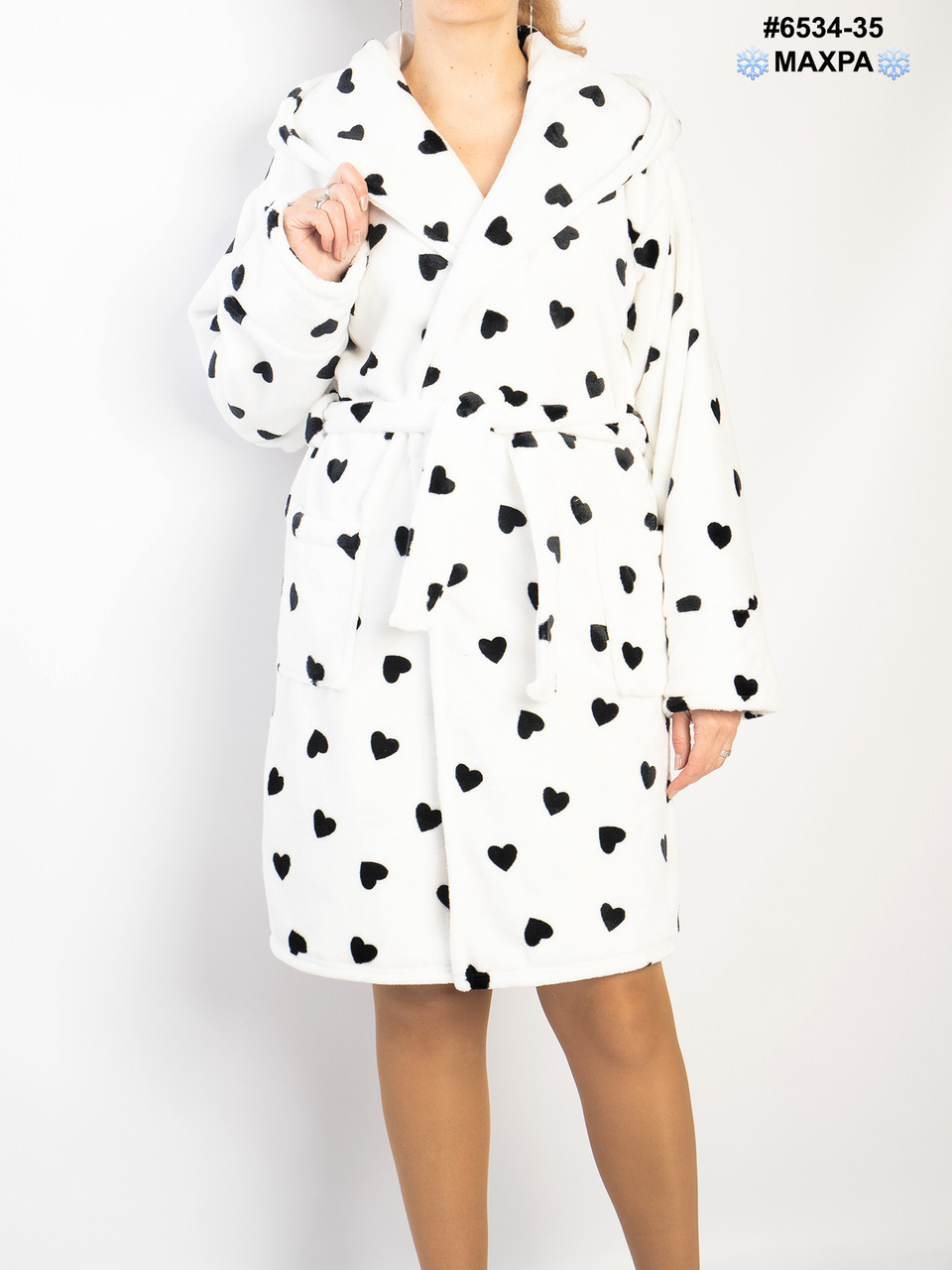 9264-35 Халат жіночий на запах махра напівбатал (3 од: 44-46,48-50,52-54), фото 1