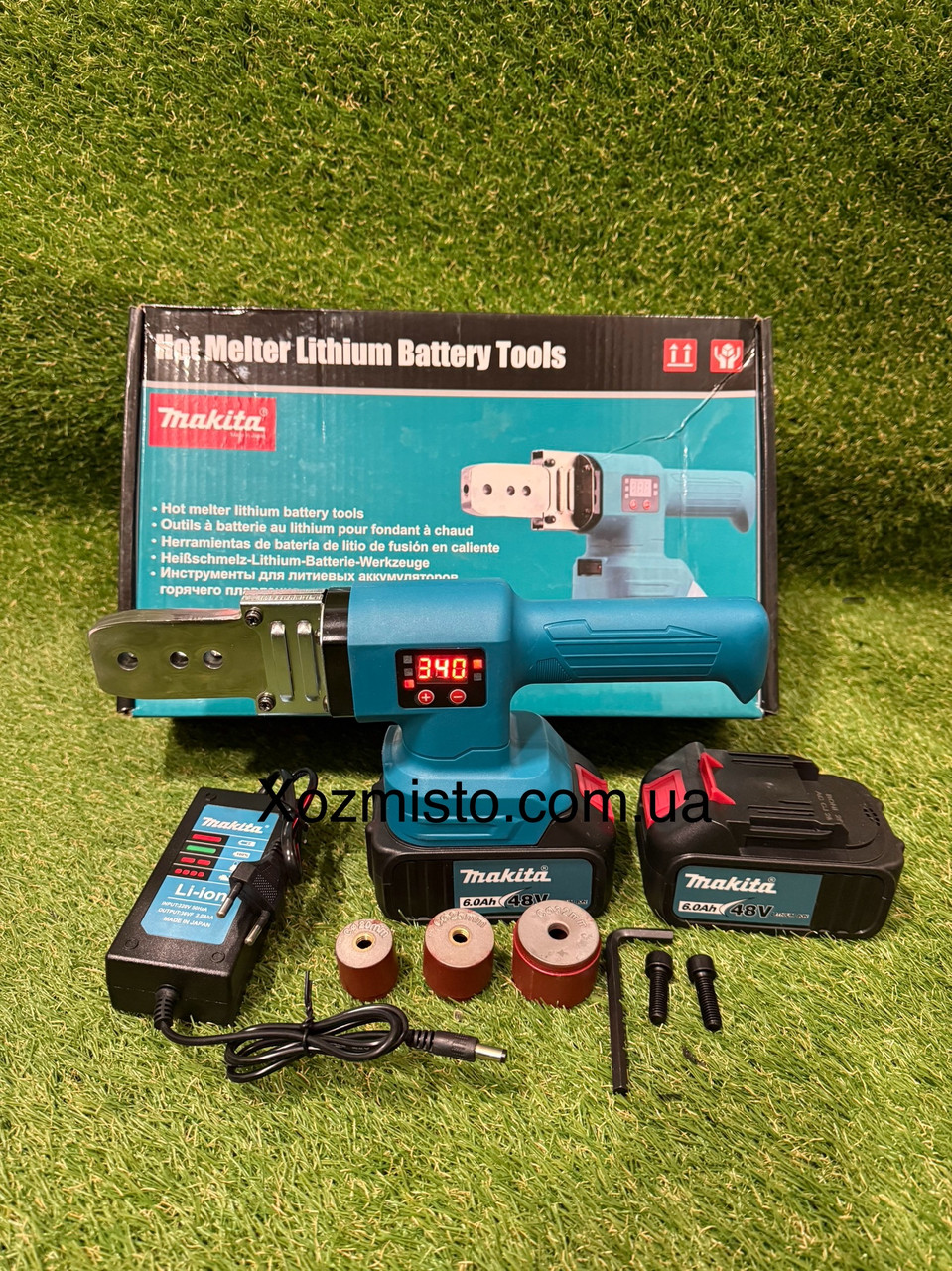 Паяльник для пластикових труб Makita з двома акумуляторами та насадками в кейсі 48V 6Ah, фото 1