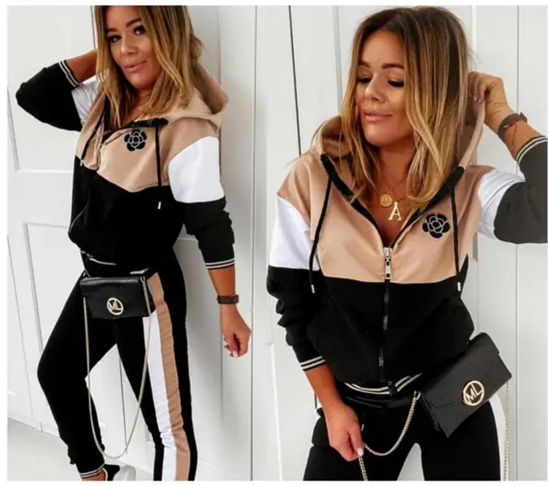 Костюм верх + штани (двійка) Двонитка 48 розмір бежевий білий чорний, фото 1