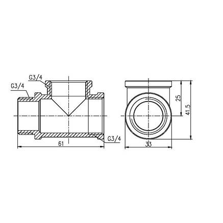 Тройник SD Forte 3/4" ВВН SF36320, фото 2