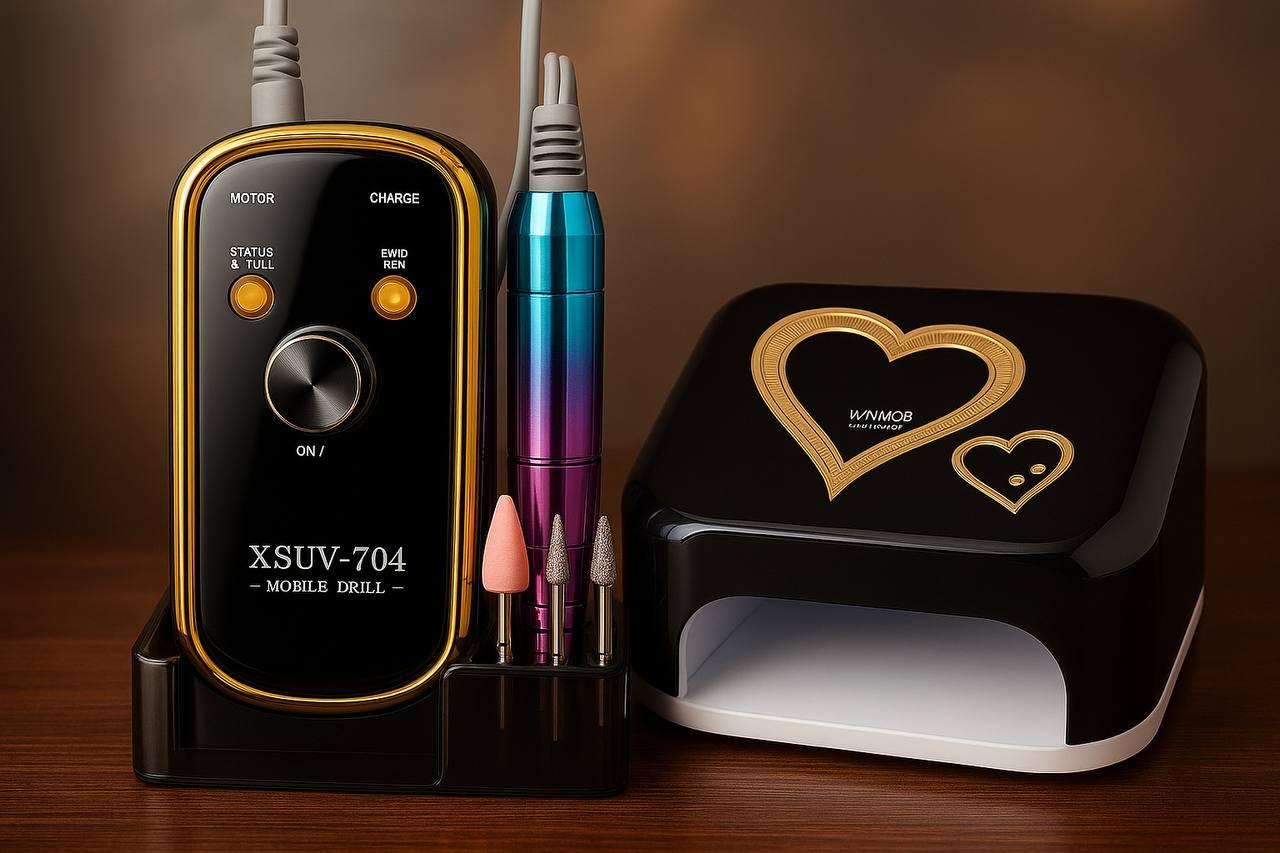 Набір для манікюру на акуммуляторі: Фрезер XSUV-704 35тис.об/хв 35 В і лампа Cordless WY-08 на акуммуляторі 288 Вт