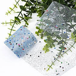 Фатин у рулонах з напиленням / колір блакитний / ширина 6 см / у рулоні 9 метрів