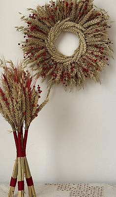 Вінок  35 см з колосків та Дідух 42 см