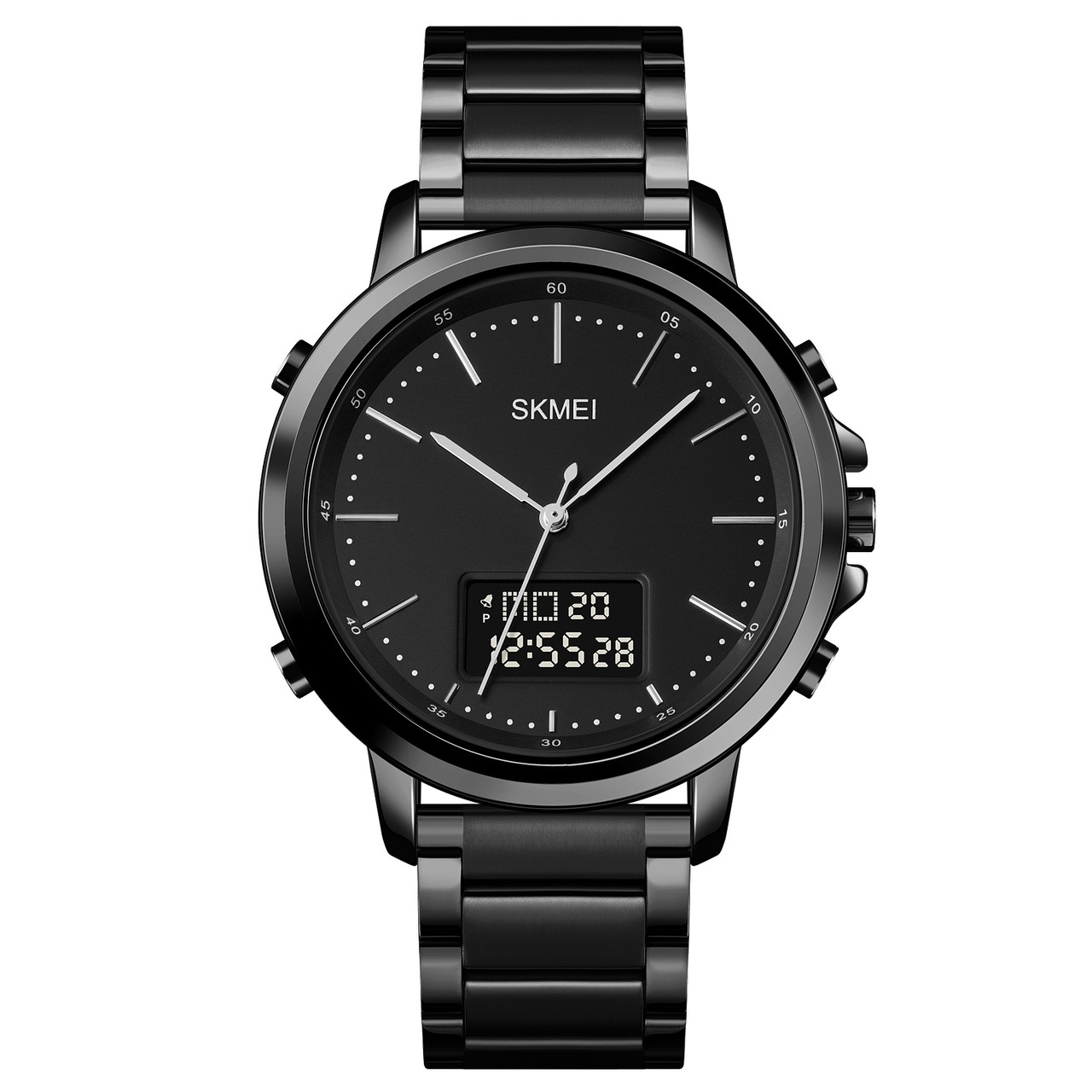 Наручний чоловічий металевий годинник skmei 1652 чорний/чорний